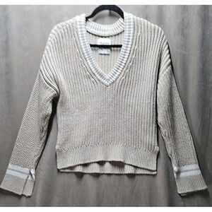 Abercrombie & Fitch Cable Knit Sweater Size Small Tan White Pullover